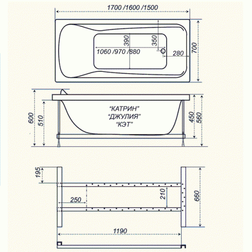 Ванна акриловая Triton КЭТ  150x70 см.  Ванна акриловая Triton КЭТ  150x70 см.