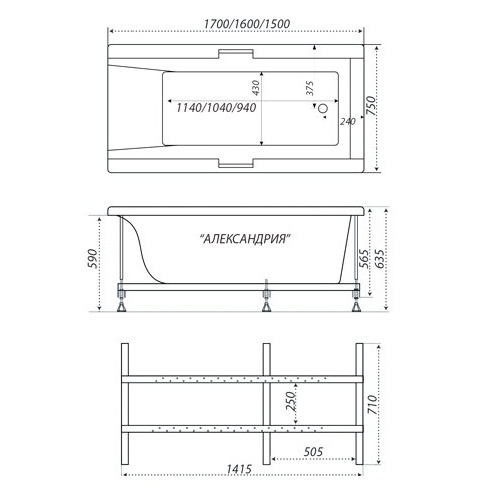 Ванна акриловая Triton АЛЕКСАНДРИЯ  160x75 см.  Ванна акриловая Triton АЛЕКСАНДРИЯ  160x75 см.
