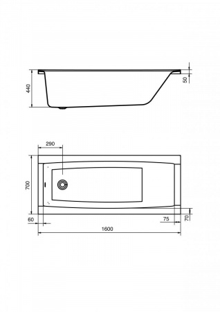 Ванна акриловая Santek САНТОРИНИ 1.WH30.2.494 160x70 см. 