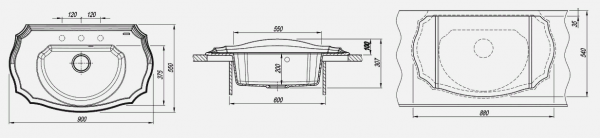 Мойка кухонная керамогранитная Florentina ЭМИЛИЯ 20.340.D0900.303 90*55 см. мокко