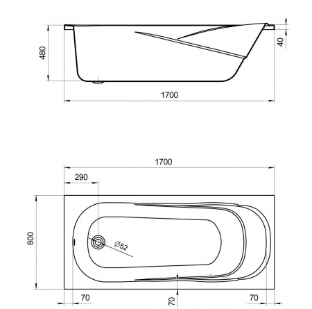 Ванна акриловая Santek КАСАБЛАНКА XL 1.WH30.2.441 170x80 см. 