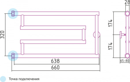 Полотенцесушитель водяной Сунержа High-Tech 00-0051-3265 320х650 