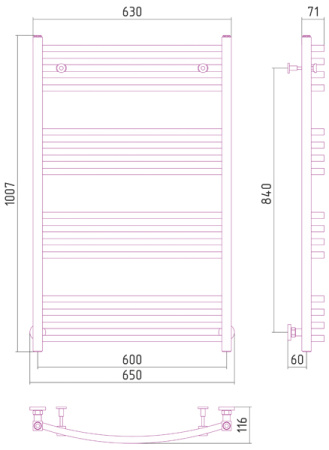 Полотенцесушитель водяной Сунержа АРКУС 00-0251-1060 1000х600 