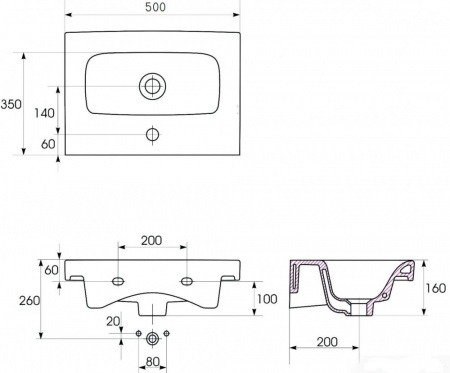 Раковина Cersanit MODUO SLIM S-UM-MOD50SL/1 50 