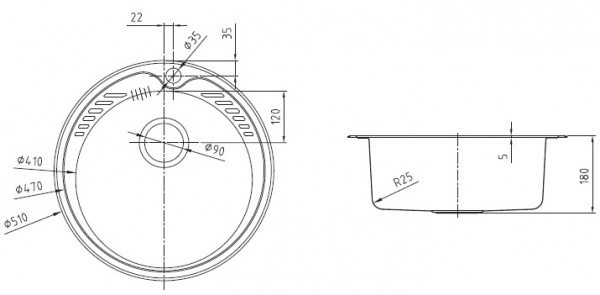 Мойка кухонная из нержавеющей стали IDDIS SUNO SUN51S0i77 51*51 см. 
