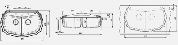 Мойка кухонная керамогранитная Florentina ЭМИЛИЯ 870 20.365.F870.102 87*55 см. черный