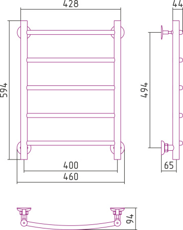 Полотенцесушитель водяной Стилье ВЕРСИЯ-Н2  00622-6040 600х400 