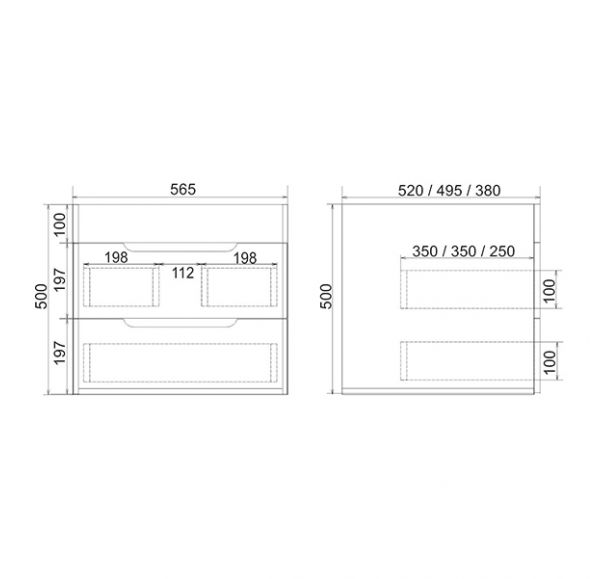 Тумба под раковину навесная Mirsant QUADRO  60 см.  Тумба под раковину навесная Mirsant QUADRO  60 см.