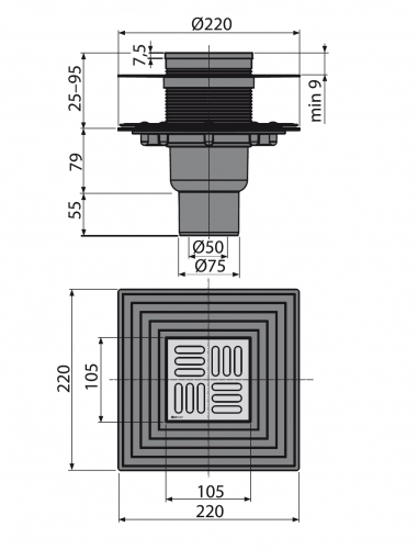 Трап сливной Alcaplast  APV2324   Трап сливной Alcaplast  APV2324