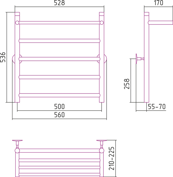 Полотенцесушитель водяной Стилье УНИВЕРСАЛ-54 00654-6050 600х500 