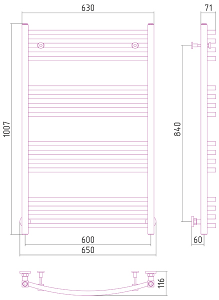 Полотенцесушитель водяной Сунержа АРКУС 00-0251-1060 1000х600 