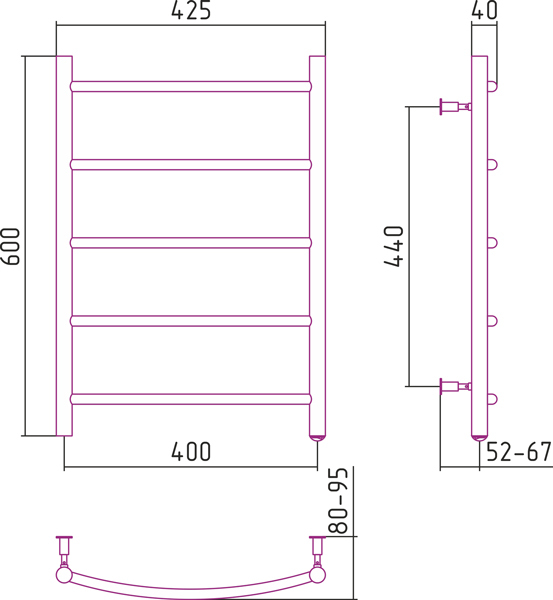 Полотенцесушитель электрический Стилье №40 00540-6040 600х400 