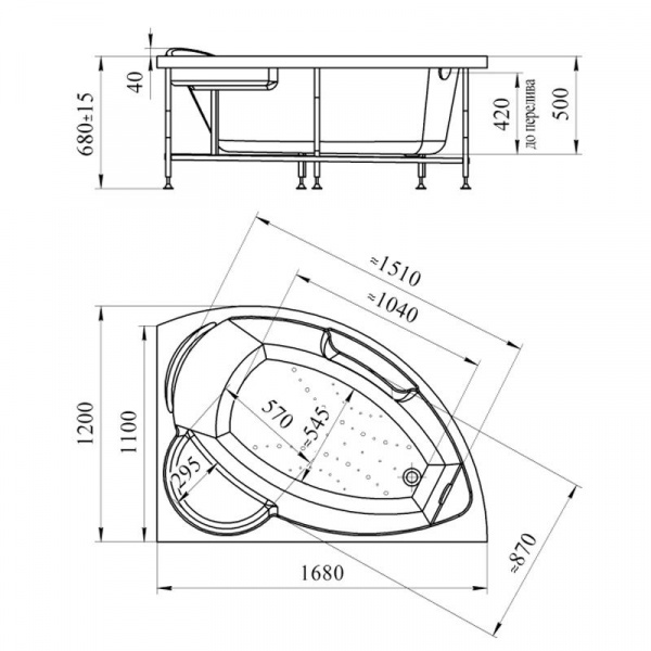 Ванна акриловая Vannesa АЛАРИ  168x120 см. правая 