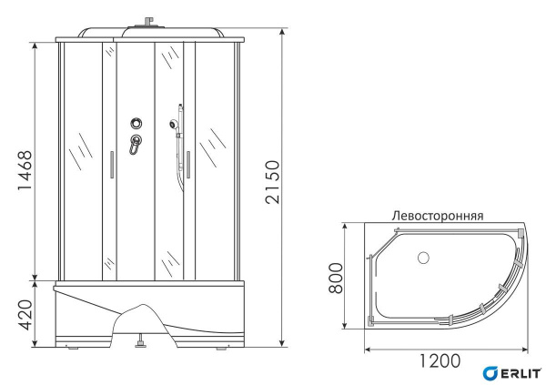 Душевая кабина Erlit  ER3512TPL-C3-RUS 120x80 см. левая  Душевая кабина Erlit  ER3512TPL-C3-RUS 120x80 см. левая