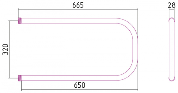 Полотенцесушитель водяной Стилье П-образный 00002-3265 320х650 