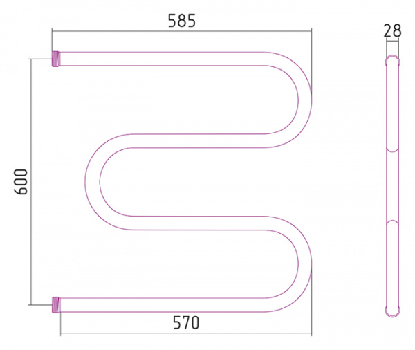 Полотенцесушитель водяной Стилье М-образный 00004-6060 600х600 