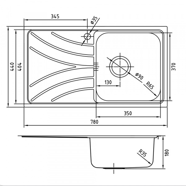 Мойка кухонная из нержавеющей стали IDDIS ARRO ARR78PRi77 78*44 см. 