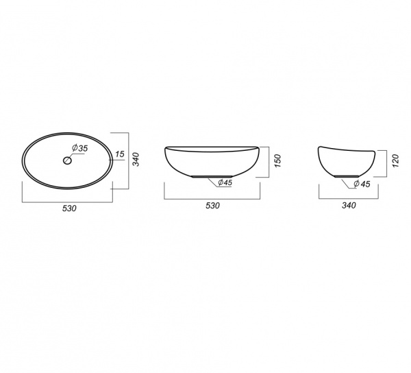 Раковина Sanita luxe RINGO CUT RNGSLWB01C 53 