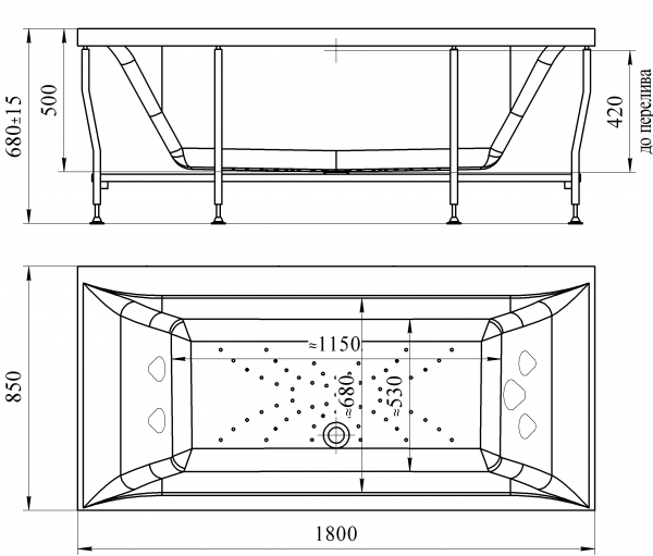 Ванна акриловая Radomir ПАЛЕРМО  180x85 см. 