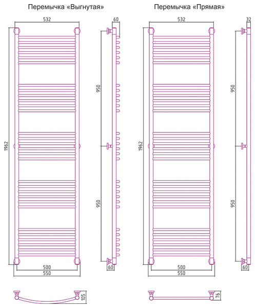 Полотенцесушитель водяной Сунержа БОГЕМА+ 00-0221-1950 1900х500 