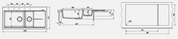 Мойка кухонная керамогранитная Florentina РОССАНА 20.335.E1000.105 100*51 см. коричневый