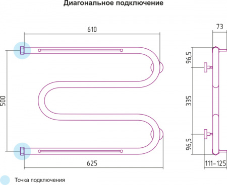 Полотенцесушитель водяной Сунержа М-образный 00-0008-5065 500х650 